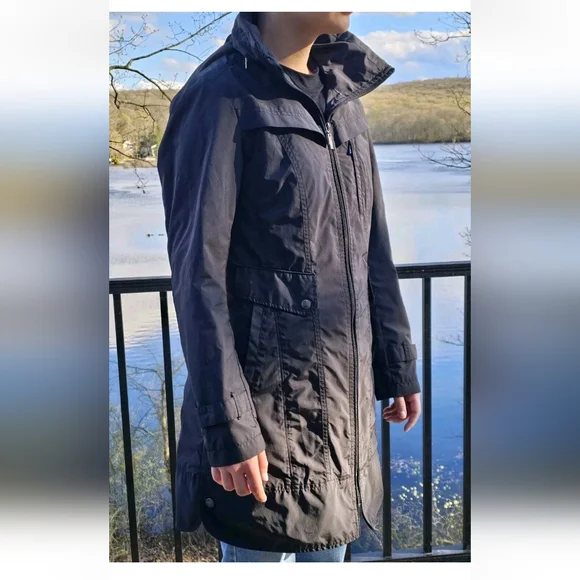 Sz L Cole Haan Hooded Trench - Picture 3 of 11